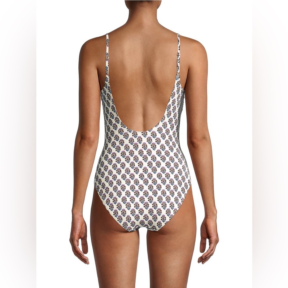 Tory Burch Floral Print One-Piece Swimsuit in Purple Bloom Size M - Picture 10 of 13